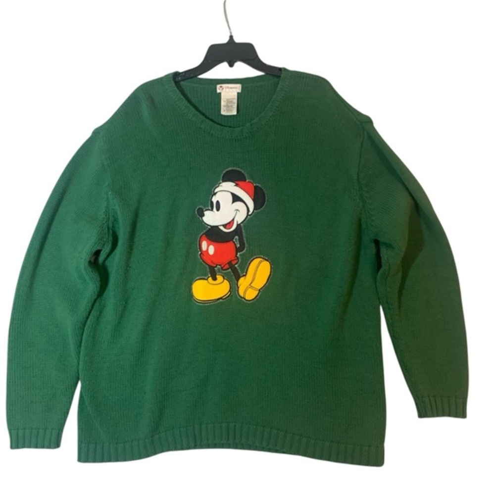 Disney Green Knit Crewneck Sweater with Mickey Graphic Size XXL